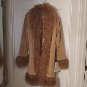 Marvin Richard brand new suede Mongolian Fur coat